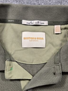 Scotch & Soda Amsterdam Olive Green/ Army Green Pique Knit Polo Shirt Large